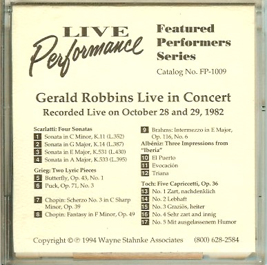 Live Performance Gerald Robbins in Concert Yamaha Floppy